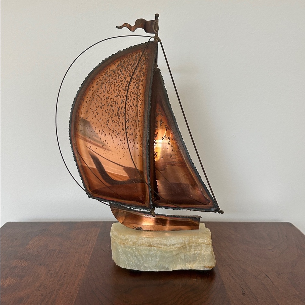 Vintage Copper & Onyx Sailboat